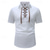 cheap Vacation-Men&#039;s Shirt Casual Shirt Button Up Shirt Plain Vacation Street White Blue Green Gray Short Sleeve Lapel Summer Clothing Apparel Lace up
