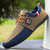 abordables Zapatos Informales con Cordones-Zapatillas deportivas informales de punto bicolor para hombre: zapatillas deportivas transpirables con cordones de nailon para uso diario.