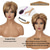 cheap Older Wigs-Short Brown Pixie Cut Wig for Women Short Hair Wigs with Bangs Mixed Blonde Highlight Layered Fluffy Synthetic Hair Replacement Wig Halloween Costumes Wigs