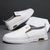 baratos Sapatos Casuais Slip-On-Tênis masculino slip-on branco com detalhes em couro sintético contrastante e sola de borracha antiderrapante - elegante e confortável para uso casual e diário
