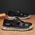 abordables sandalias de exterior-Sandalias de pescador de piel sintética marrón para hombre: cómodas sandalias con velcro para exteriores, ideales para verano y uso informal.