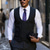 cheap Men&#039;s Vest-Men&#039;s Blazer Business Cocktail Party Wedding Party Fashion Casual Spring &amp;  Fall Polyester Stripes Buttons Pocket Comfortable Double Breasted Blazer Black White Sky Blue