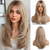 cheap Synthetic Trendy Wigs-20 Inches Long Straight Blonde Layered Synthetic Hair Wigs for Women with Dark Roots for Daily Party Use