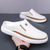 abordables Sabots et mules-chaussures mules blanches pour hommes – design élégant à enfiler avec des accents marron, légères et confortables pour un usage quotidien, des sorties décontractées et des voyages