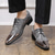 billige Brogue-sko-kjolesko for menn - gull og svart pytonmønster med strassdetaljer for dansefester og spesielle arrangementer