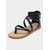 billige Flate sandaler-svarte gladiator flate sandaler for kvinner | sommersko med strappy ankelomslag for strand- og uformelle antrekk
