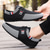 abordables Zapatos Informales con Cordones-Zapatillas deportivas informales de punto bicolor para hombre: zapatillas deportivas transpirables con cordones de nailon para uso diario.