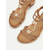 cheap Vacation Sandals-Women&#039;s Tan Gladiator Flat Sandals with Gold Circle Accents and Rhinestone Detailing, Bohemian Style, Perfect for Casual Summer Outings and Beachwear