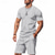 baratos Conjuntos de camisetas básicas masculinas-Homens Ternos-Camiseta Roupas de 2 peças Camiseta e Shorts Manga Curta Gola Redonda Verão Tecido Moda Casual 2 Peças Férias Roupa Diária Para Noite Preto Branco Azul Royal Top Tee para Homens