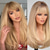 cheap Synthetic Trendy Wigs-Auburn Long Layered Wig with Bangs Ginger Straight Hair Wigs for WomenRed Hair Synthetic Heat Resistant Wig for Party Cosplay Dality Use