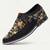 رخيصةأون بيان أحذية-حذاء رياضي رجالي سهل الارتداء باللونين الأسود والذهبي مزين بالزهور - حذاء عصري من قماش الجاكار للارتداء غير الرسمي والمناسبات الأنيقة