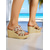 economico Sandali con zeppa-sandali con zeppa in strass dorati boho da donna: tacchi a spillo scintillanti per le vacanze al mare, le feste estive e l'abbigliamento da resort