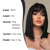 cheap Synthetic Trendy Wigs-Black Bob Wig with Bangs Short Black Straight Wig for Women Natural Looking Heat Resistant Synthetic Wig for Grils Daily Party Halloween Cosplay Use 13inch
