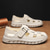 abordables sandalias de exterior-Sandalias de pescador de piel sintética marrón para hombre: cómodas sandalias con velcro para exteriores, ideales para verano y uso informal.