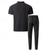 abordables Ensembles de t-shirts basiques pour hommes-Homme Ensembles T-shirt Ensembles de Pantalons Tenues 2 pièces Manche Courte Col de chemise Été Bloc de Couleur Mode Occasionnel 2 pièces Vacances Tenue quotidienne Sortir Noir Vin Vert foncé T-shirt