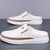 abordables Sabots et mules-chaussures mules blanches pour hommes – design élégant à enfiler avec des accents marron, légères et confortables pour un usage quotidien, des sorties décontractées et des voyages