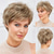 cheap Older Wigs-Light Blonde Mixed Off-White Short Pixie Cut Wigs for Women With Bangs Human-hair Like Texture Natural Layered Hair