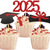 abordables Temporada de Graduación-Adornos para cupcakes de graduación 2025, 48 piezas, palillos para comida o aperitivos para fiesta de graduación, mini decoraciones para tartas, diploma 2025, juego de birrete de graduación 2025, 48