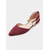 abordables Ballerines femme-Ballerines bordeaux à bout pointu pour femme – chaussures en daim avec bride de cheville en perles pour des rendez-vous élégants en journée