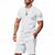 baratos Conjuntos de camisetas básicas masculinas-Homens Ternos-Camiseta Roupas de 2 peças Camiseta e Shorts Manga Curta Gola Redonda Verão Tecido Moda Casual 2 Peças Férias Roupa Diária Para Noite Preto Branco Azul Royal Top Tee para Homens