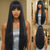 cheap Synthetic Trendy Wigs-Synthetic Wig kinky Straight Natural Straight Layered Haircut Neat Bang Machine Made Wig 32 inches A1 Synthetic Hair Women&#039;s Creative Classic Comfortable Black Brown
