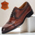 זול נעליים קלאסיות לחליפה-נעלי אוקספורד עור בדוגמת תנין חומה לגברים - נעלי דרבי קנטקי לאירועים רשמיים