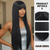 cheap Synthetic Trendy Wigs-Synthetic Wig kinky Straight Natural Straight Layered Haircut Neat Bang Machine Made Wig 32 inches A1 Synthetic Hair Women&#039;s Creative Classic Comfortable Black Brown