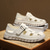 abordables sandalias de exterior-Sandalias de pescador de piel sintética marrón para hombre: cómodas sandalias con velcro para exteriores, ideales para verano y uso informal.
