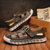 abordables sandalias de exterior-Sandalias de pescador de piel sintética marrón para hombre: cómodas sandalias con velcro para exteriores, ideales para verano y uso informal.