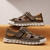 abordables sandalias de exterior-Sandalias de pescador de piel sintética marrón para hombre: cómodas sandalias con velcro para exteriores, ideales para verano y uso informal.