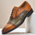 cheap Classic Dress Shoes-Men&#039;s Two-Tone Leather Oxford Shoes with Ostrich Print – Luxury Lace-Up Formal Shoes for Banquets and Prom Nights