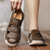 abordables sandalias de exterior-Sandalias de pescador de piel sintética marrón para hombre: cómodas sandalias con velcro para exteriores, ideales para verano y uso informal.