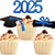 abordables Temporada de Graduación-Adornos para cupcakes de graduación 2025, 48 piezas, palillos para comida o aperitivos para fiesta de graduación, mini decoraciones para tartas, diploma 2025, juego de birrete de graduación 2025, 48