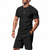 baratos Conjuntos de camisetas básicas masculinas-Homens Ternos-Camiseta Roupas de 2 peças Camiseta e Shorts Manga Curta Gola Redonda Verão Tecido Moda Casual 2 Peças Férias Roupa Diária Para Noite Preto Branco Azul Royal Top Tee para Homens