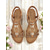 cheap Vacation Sandals-Women&#039;s Tan Gladiator Flat Sandals with Gold Circle Accents and Rhinestone Detailing, Bohemian Style, Perfect for Casual Summer Outings and Beachwear