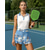 voordelige Vrouwen Tennis Set-Dames Flora Sportset Tennisset Tennisrok Tennisshirt 2-delig Mouwloos Lapwerk Afdrukken Ademend Tennis Golf Badminton Strijkijzer Rokken Roze Blauw Paars Tenniskleding