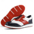 economico Scarpe da Golf da Uomo-scarpe da golf da uomo rosse e blu navy: sneakers stringate ad alte prestazioni con dettagli in pelle per golf, sport e abbigliamento casual