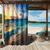 preiswerte Wasserdichte Vorhänge-Wasserdichter Outdoor Vorhang Außenvorhang Privatsphäre Schiebe-Patio-Vorhänge Pergola-Vorhänge Grommet 3D Sommer Strand Ozean Landschaft Für Pavillon Balkon Veranda Party 1 Panel