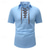 cheap Vacation-Men&#039;s Shirt Casual Shirt Button Up Shirt Plain Vacation Street White Blue Green Gray Short Sleeve Lapel Summer Clothing Apparel Lace up