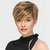 cheap Older Wigs-Short Brown Pixie Cut Wig for Women Short Hair Wigs with Bangs Mixed Blonde Highlight Layered Fluffy Synthetic Hair Replacement Wig Halloween Costumes Wigs