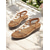 cheap Vacation Sandals-Women&#039;s Tan Gladiator Flat Sandals with Gold Circle Accents and Rhinestone Detailing, Bohemian Style, Perfect for Casual Summer Outings and Beachwear