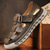 abordables sandalias de exterior-Sandalias de pescador de piel sintética marrón para hombre: cómodas sandalias con velcro para exteriores, ideales para verano y uso informal.
