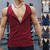billiga Gym-toppar-Herr Linne Ärmlös tröja Muskelskjorta Wifebeater skjorta Ärmlös Henley Sommar Färgblock Vertikala remsor Pit Strip Mode Designer Ledigt Sportig Ribbad Gym Kondition Vit Topp t-shirt för män