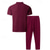 abordables Ensembles de t-shirts basiques pour hommes-Homme Ensembles T-shirt Ensembles de Pantalons Tenues 2 pièces Manche Courte Col de chemise Été Bloc de Couleur Mode Occasionnel 2 pièces Vacances Tenue quotidienne Sortir Noir Vin Vert foncé T-shirt