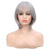 cheap Older Wigs-Women Short Bob Wig Grey Mommy Wig Synthetic Natural Looking Bangs Wig for Daily Party Cosplay