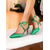 abordables cóctel-Tacones de satén verde con punta puntiaguda y tiras cruzadas para mujer: un look atrevido para cócteles y ocasiones glamurosas.