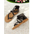 billige Flate sandaler-svarte gladiator flate sandaler for kvinner | sommersko med strappy ankelomslag for strand- og uformelle antrekk