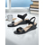 cheap Dress Sandals-Women&#039;s Comfort Wedge Sandals – Faux Leather Croc Texture Slingback Design for Business Casual Outfits