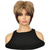 cheap Older Wigs-Short Brown Pixie Cut Wig Short Hair Wigs with Bangs Mixed Blonde Highlight Layered Fluffy Synthetic Hair Replacement Wig for Women Halloween Costumes Wigs