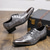 billige Brogue-sko-kjolesko for menn - gull og svart pytonmønster med strassdetaljer for dansefester og spesielle arrangementer
